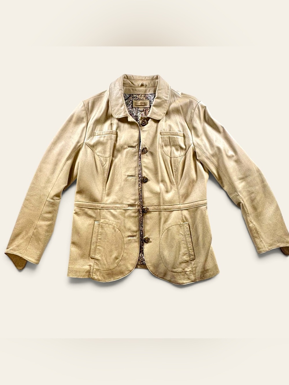 Wilsons Leather Tan Genuine Leather Blazer Lined Jacket XL